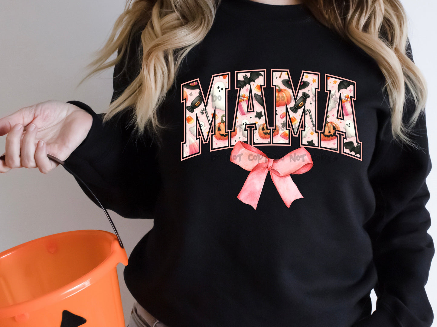 Mama Halloween pink bow-DTF