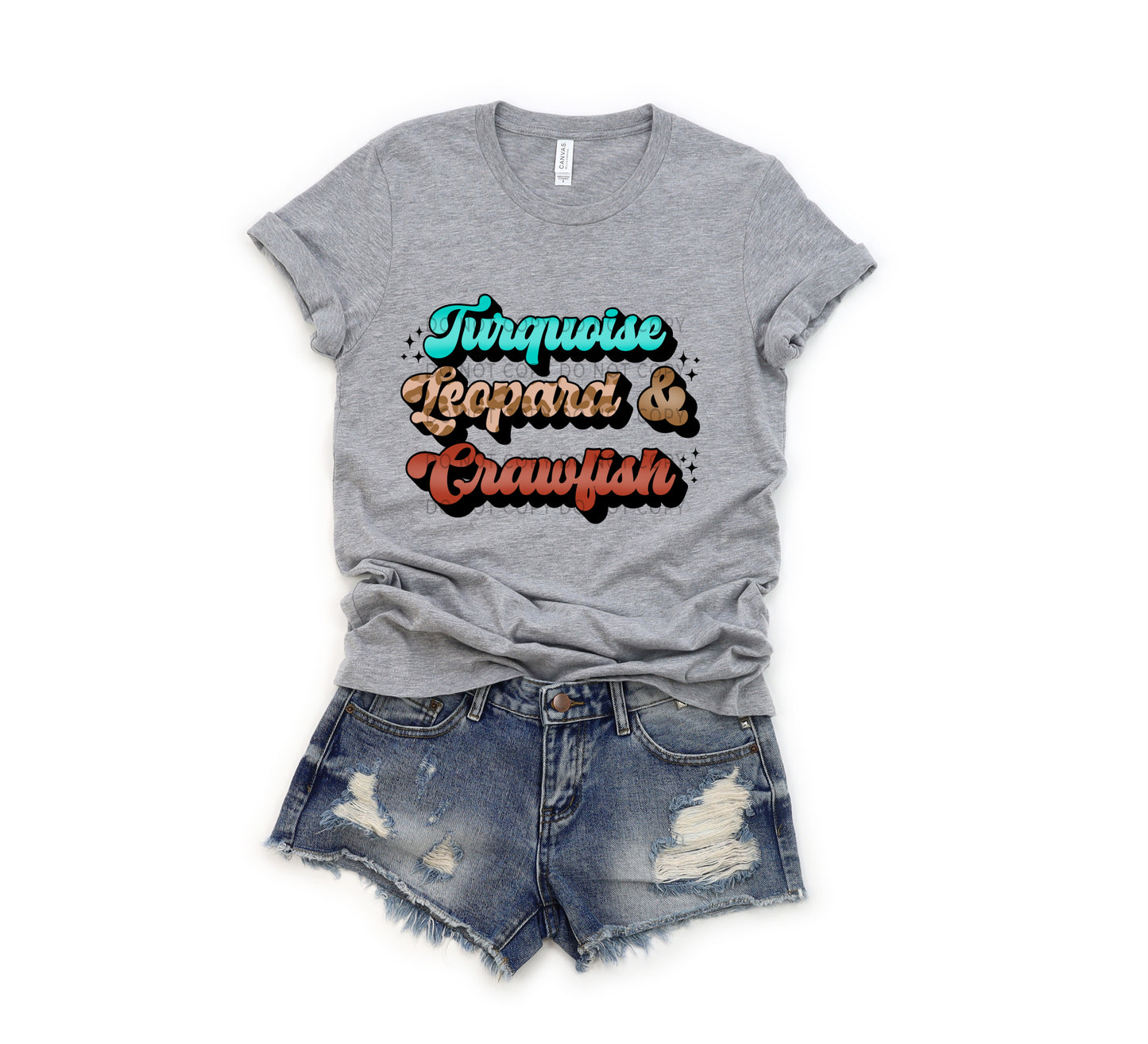 Turquoise Leopard And Crawfish DTF