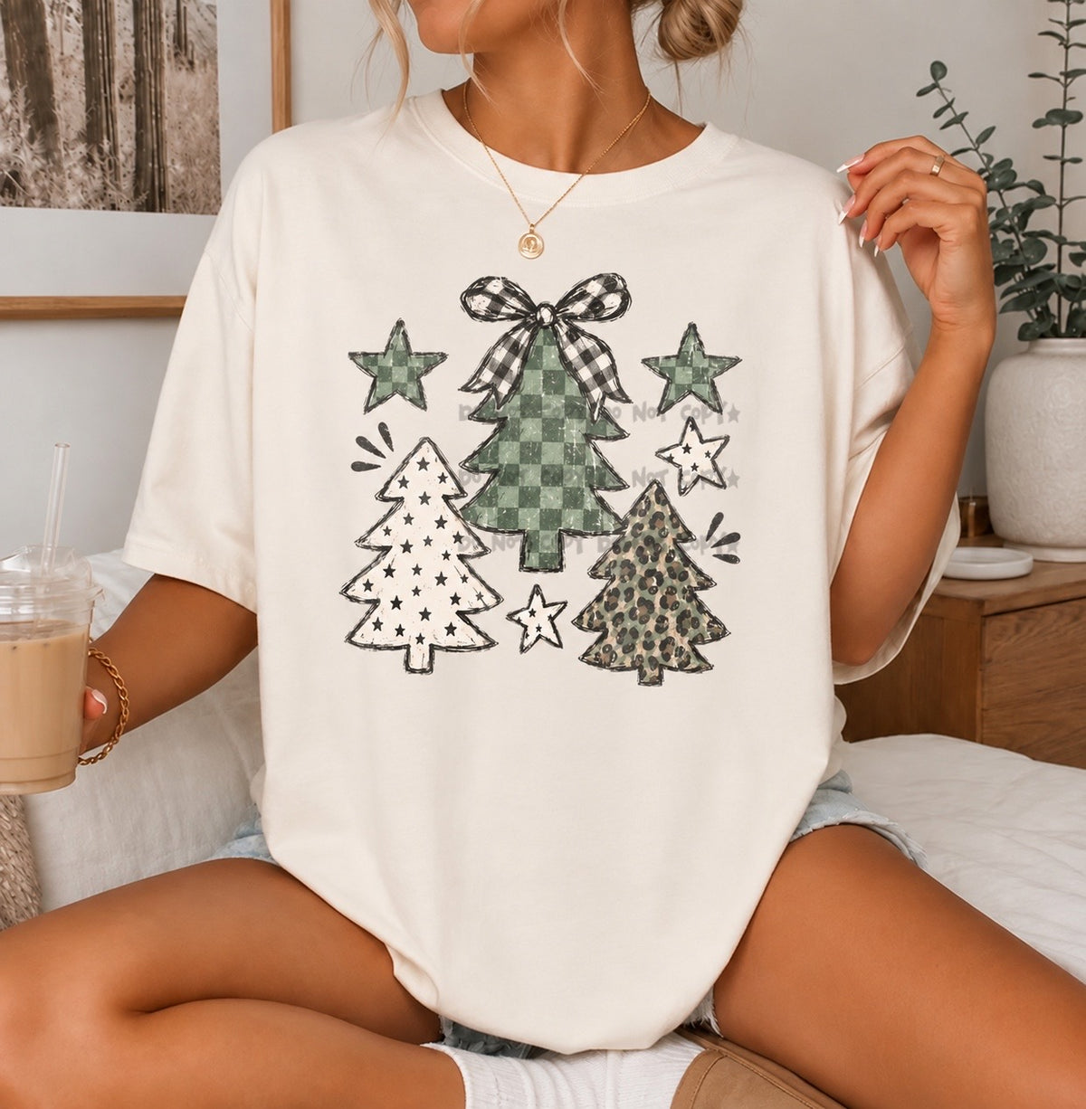 Green checkered and camo trees- DTF&UV
