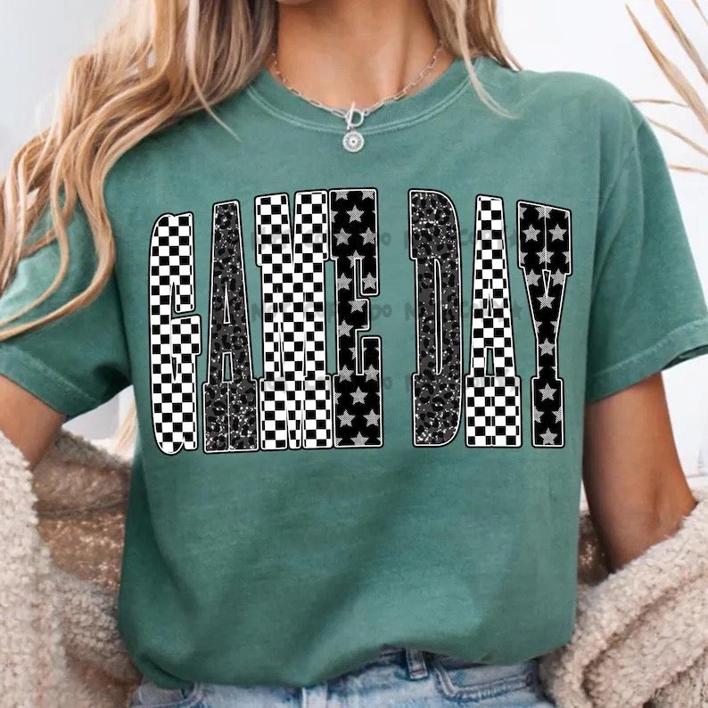 Game Day checkered with stars-DTF&UV