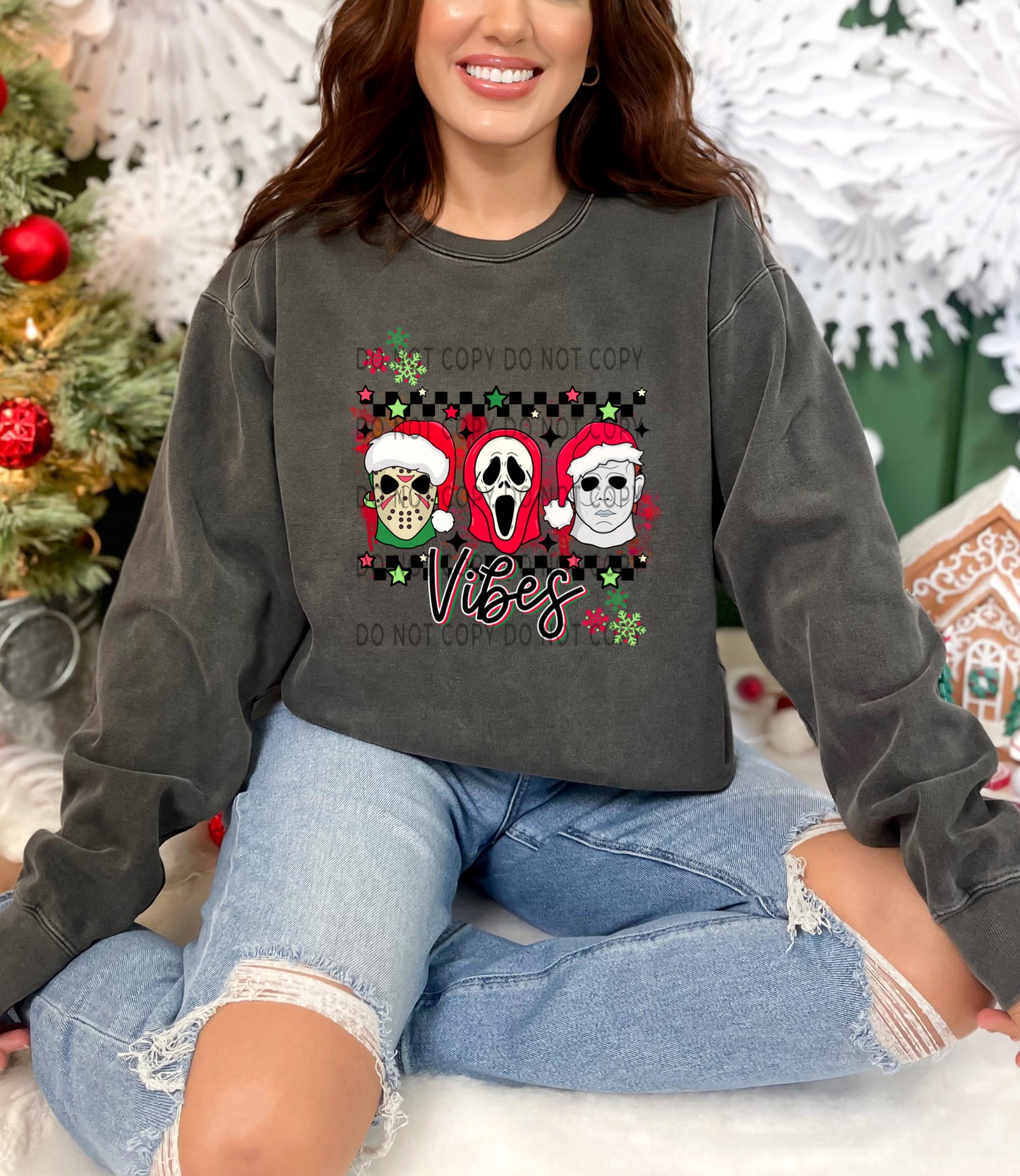 Horror Christmas Vibes Checkered - DTF