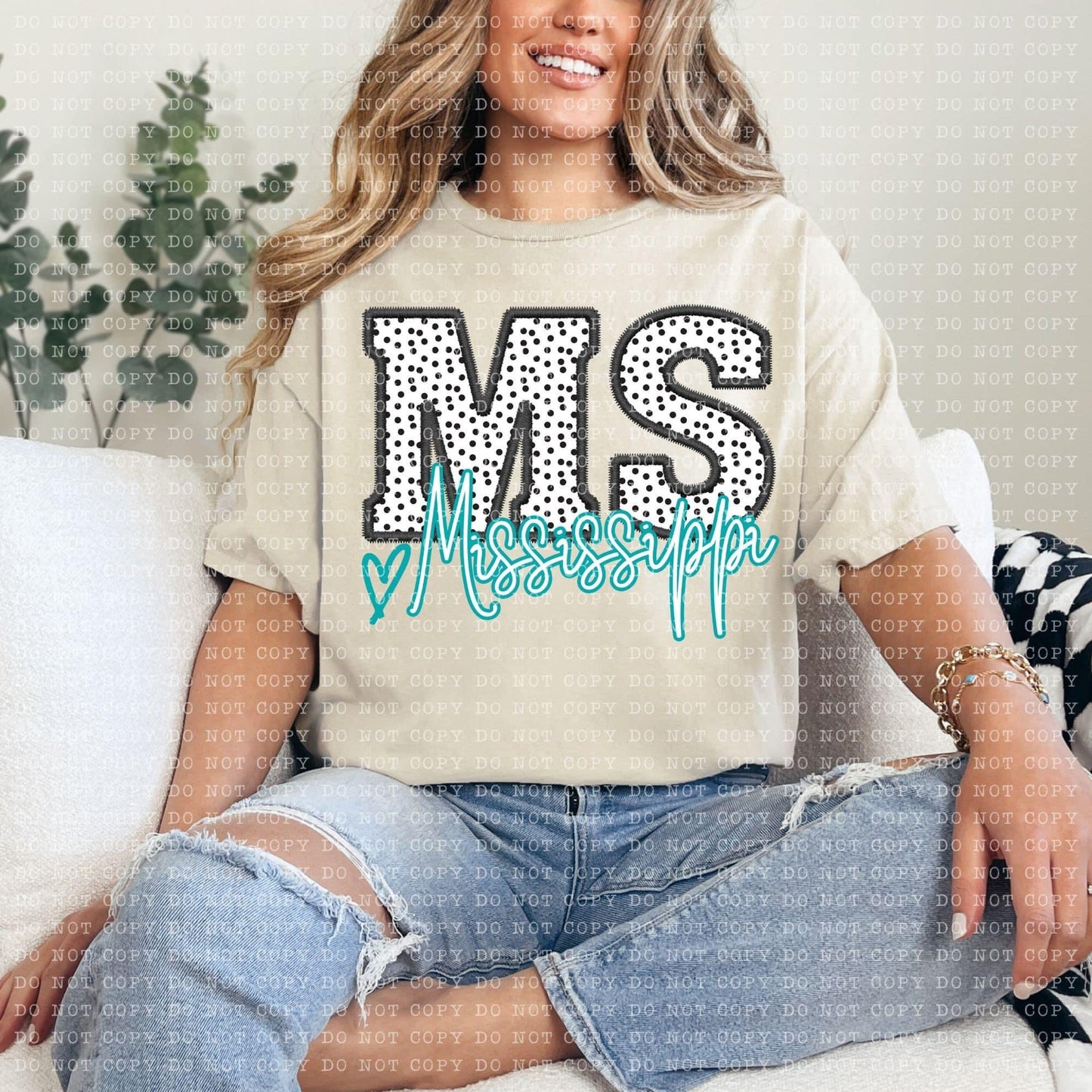 Polka Dotted Faux Embroidery States (ALL STATES)-DTF