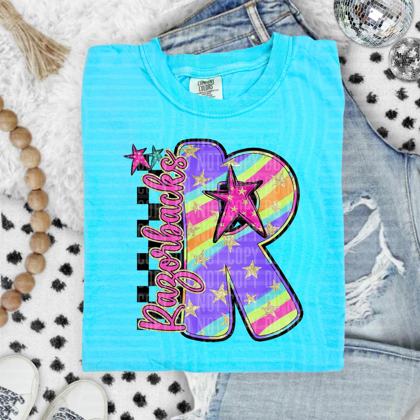 Rainbow Swirl Initials (Dropdown)- DTF&UV