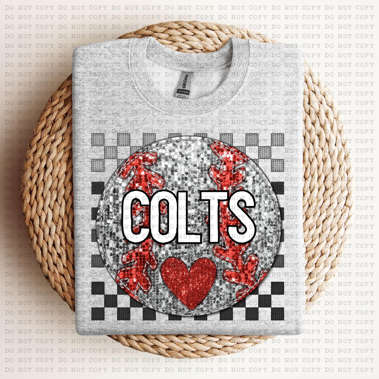 Baseball Mascots Faux Embroidery Checkered Sequins -DTF