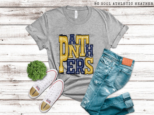Panthers Navy and Gold - DTF