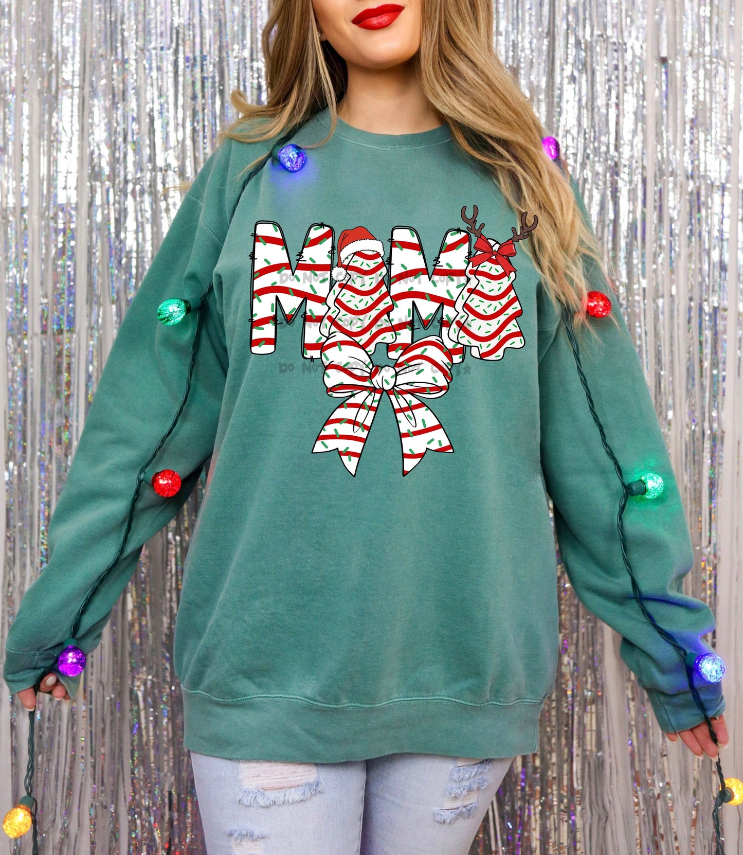 Mama Christmas cakes with bow-DTF