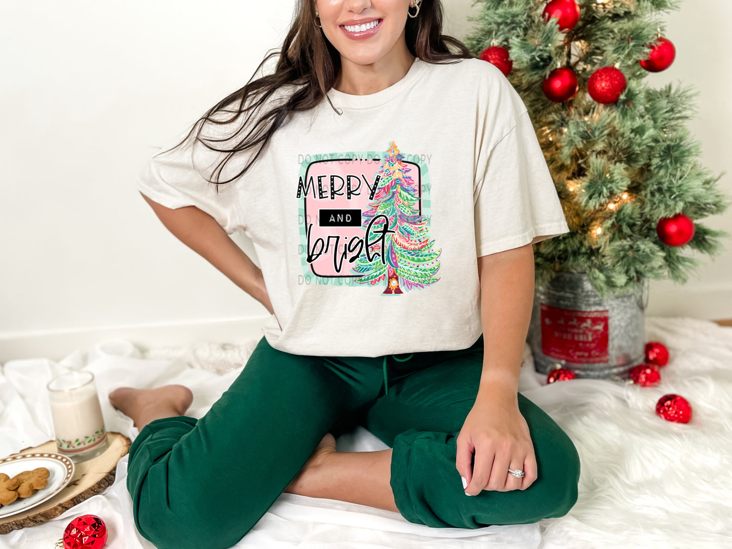 Merry And Bright Pastel Tree -DTF