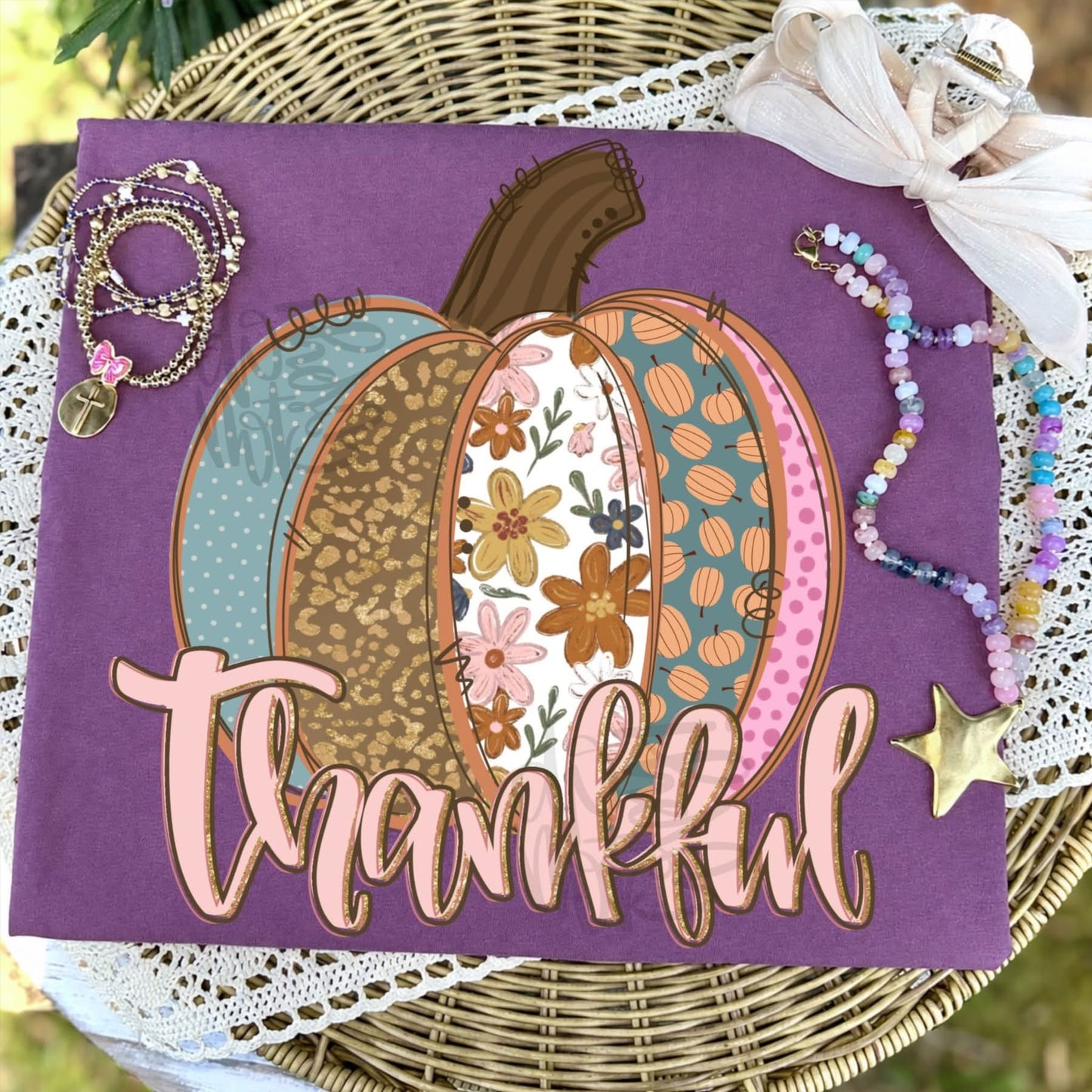 Thankful pumpkin multi patterned - DTF&UV