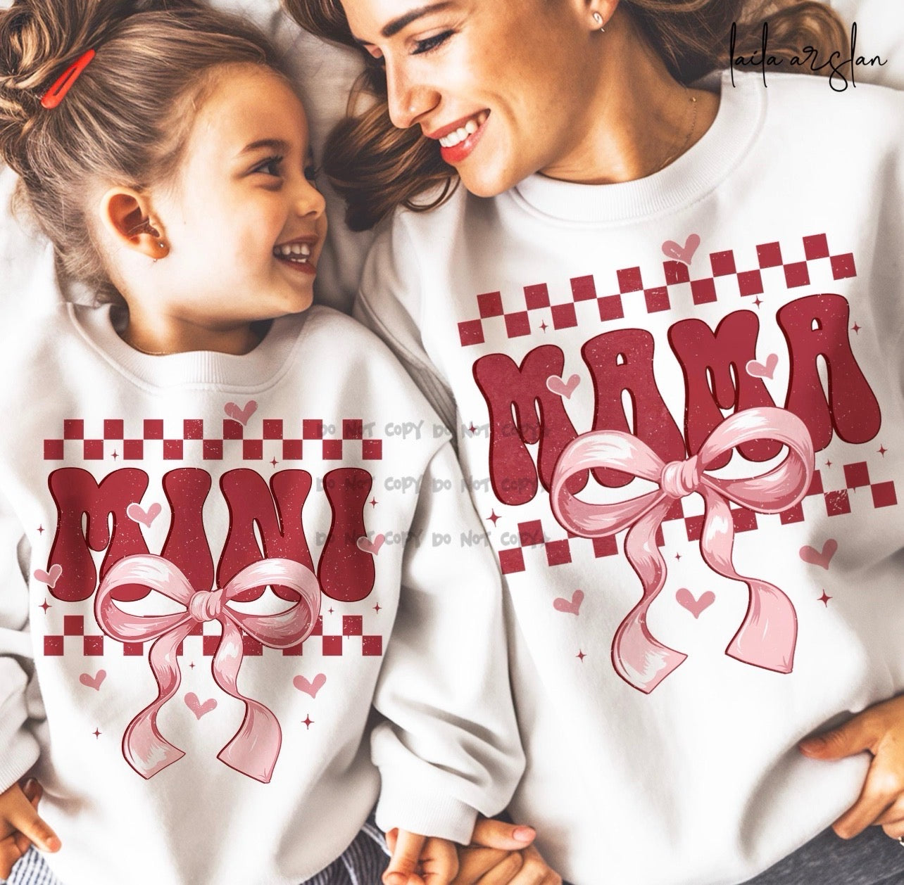 Mama checkered border with bow-DTF&UV