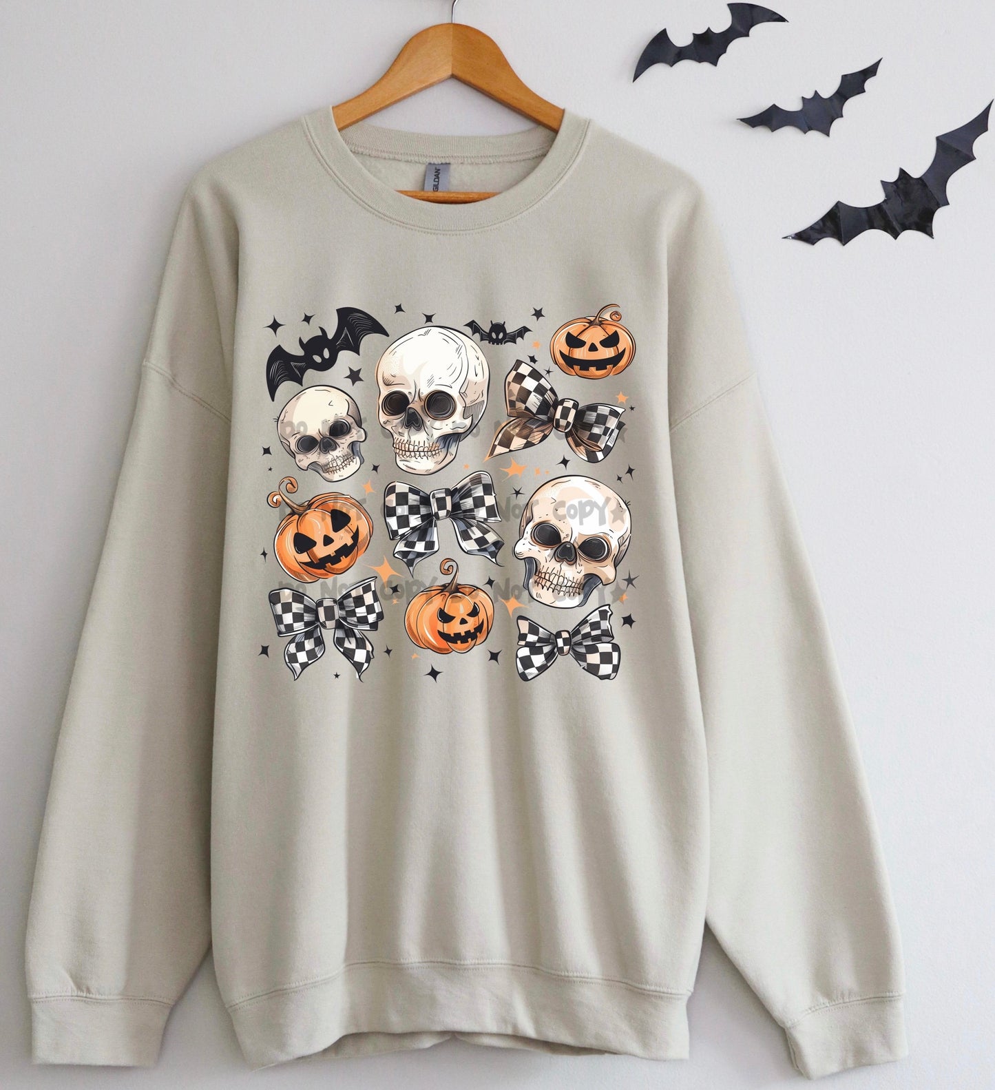 Pumpkins bats skulls bows collage -DTF