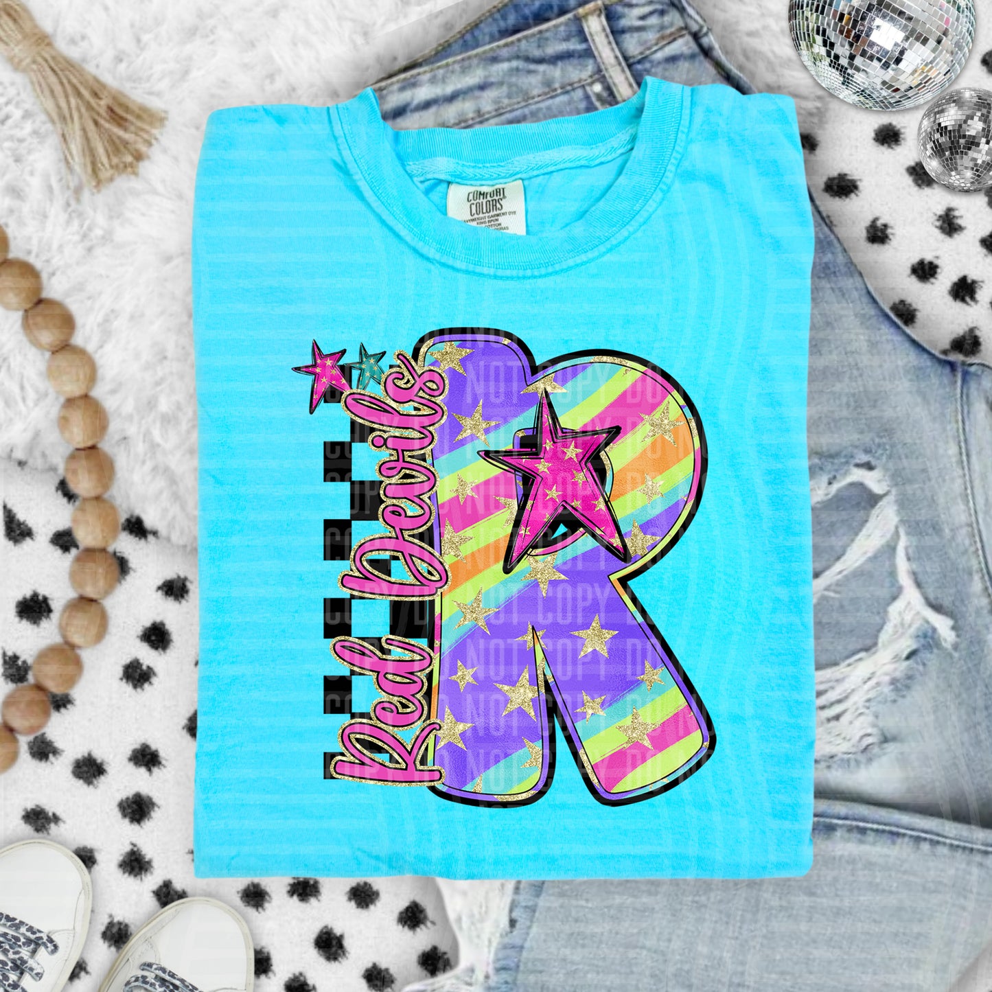 Rainbow Swirl Initials (Dropdown)- DTF&UV