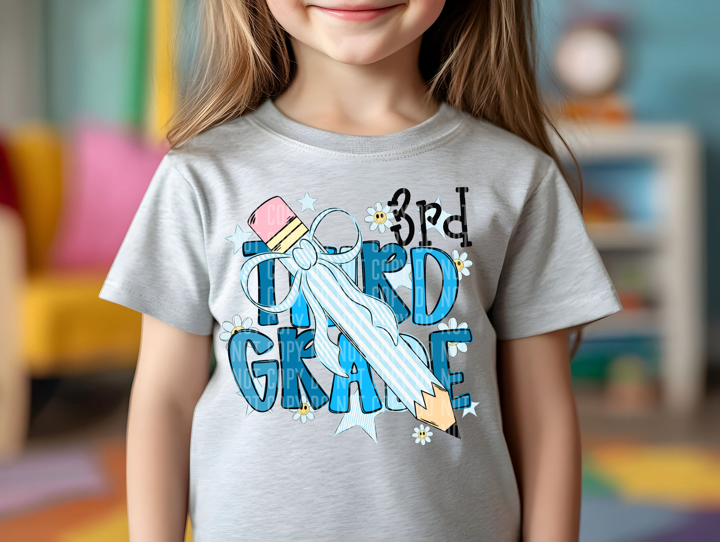 Pencil Bows Blue&Pink (Dropdown)- DTF&UV