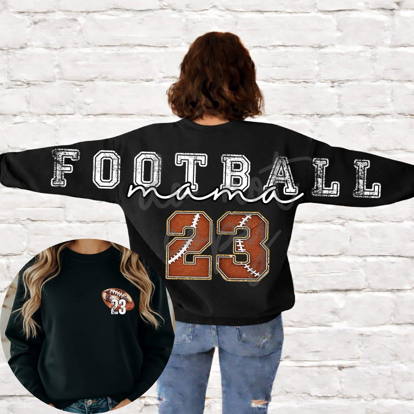 Football Mama Pocket Included- (All add ons in One listing) Customized-DTF