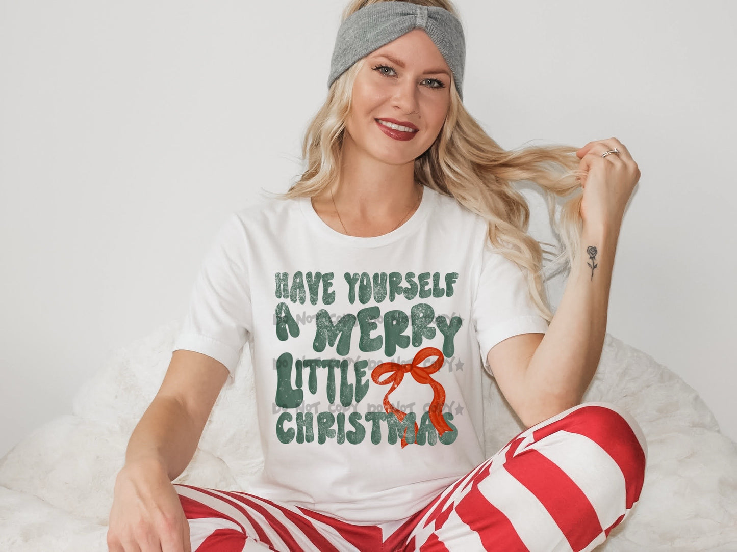 Have yourself a Merry little Christmas green with red bow DTF DTF&UV