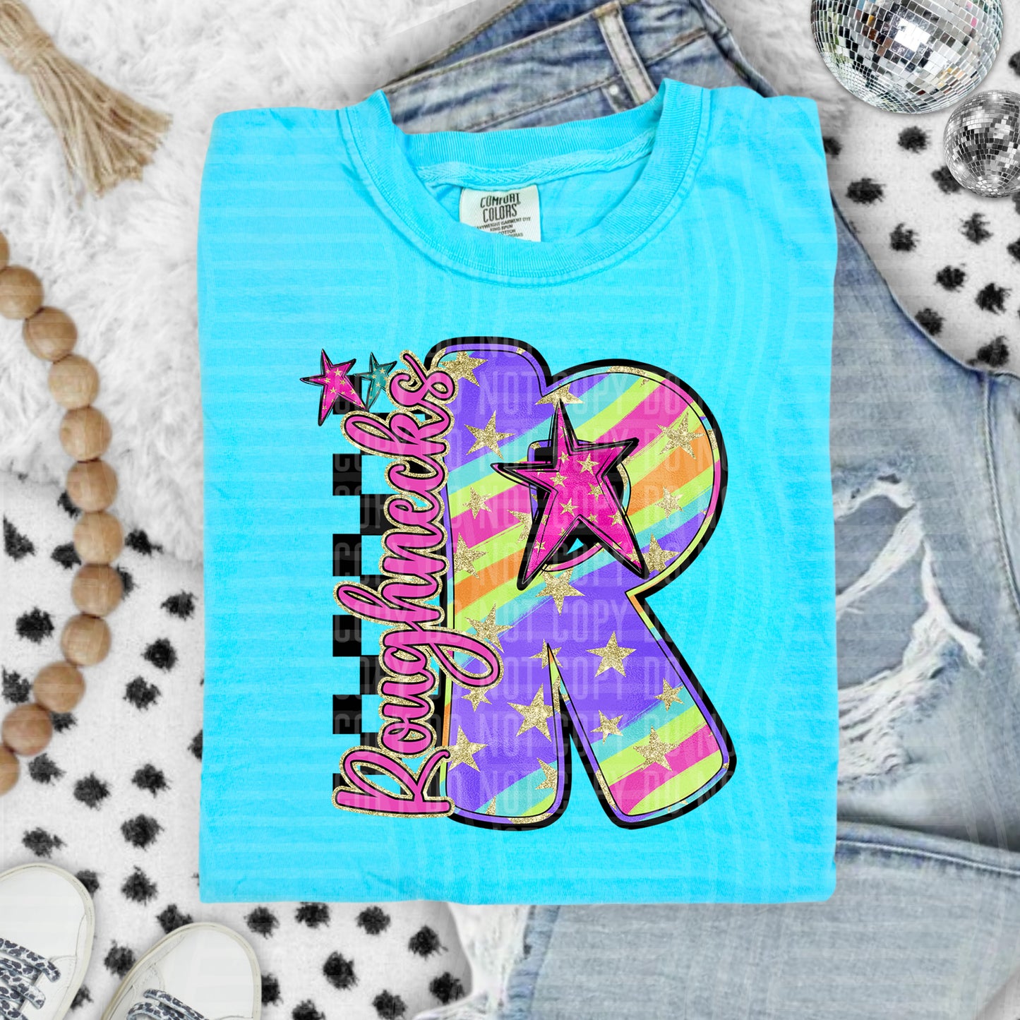 Rainbow Swirl Initials (Dropdown)- DTF&UV