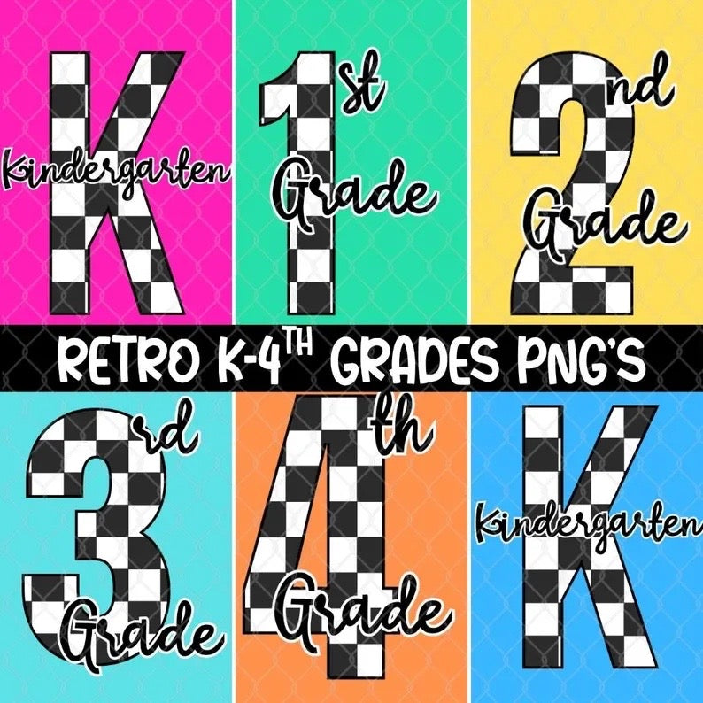 Retro School Grades black and white -(5 Options)-DTF