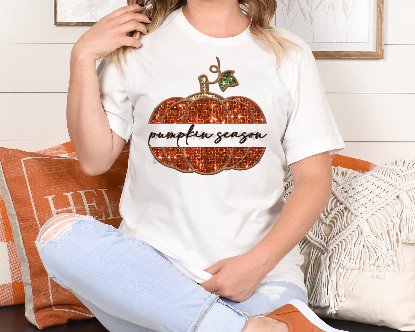 Pumpkin season split sequin -DTF