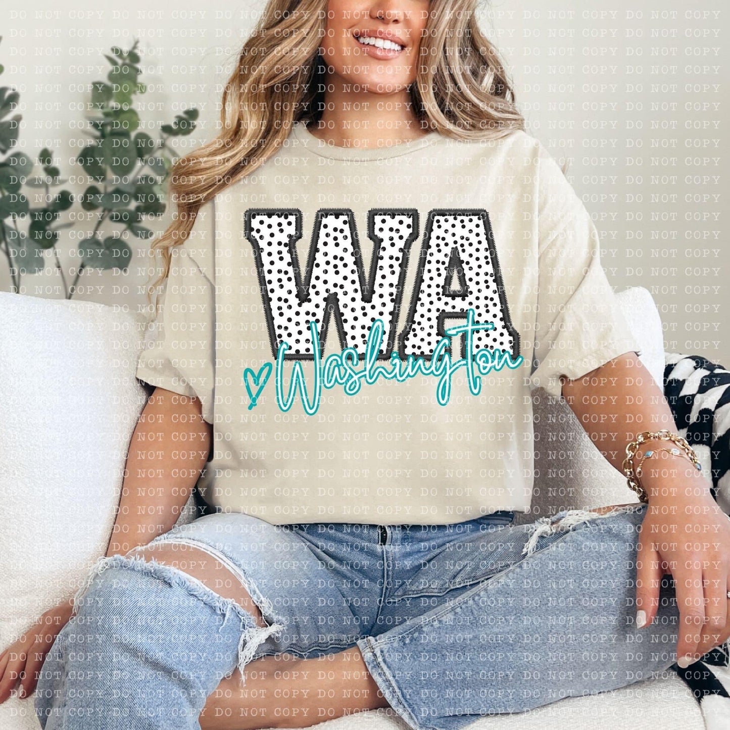 Polka Dotted Faux Embroidery States (ALL STATES)-DTF
