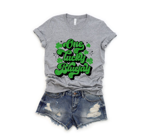 One Lucky Bluejay DTF