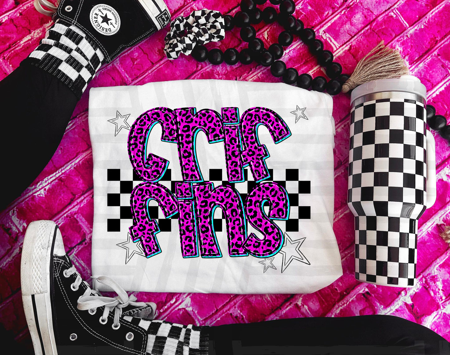 Pink Leopard Neon Mascots (dropdown)-DTF&UV