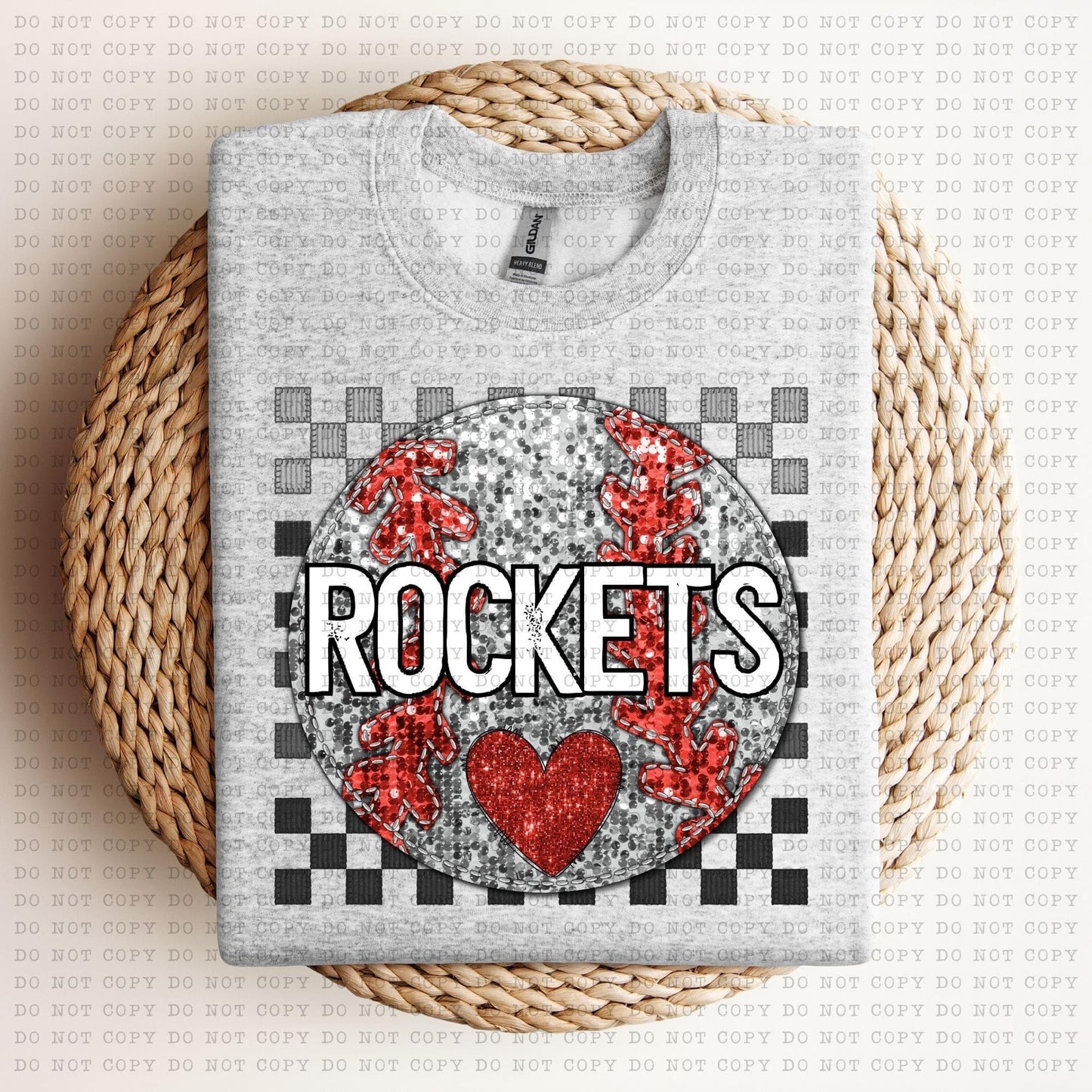 Baseball Mascots Faux Embroidery Checkered Sequins -DTF