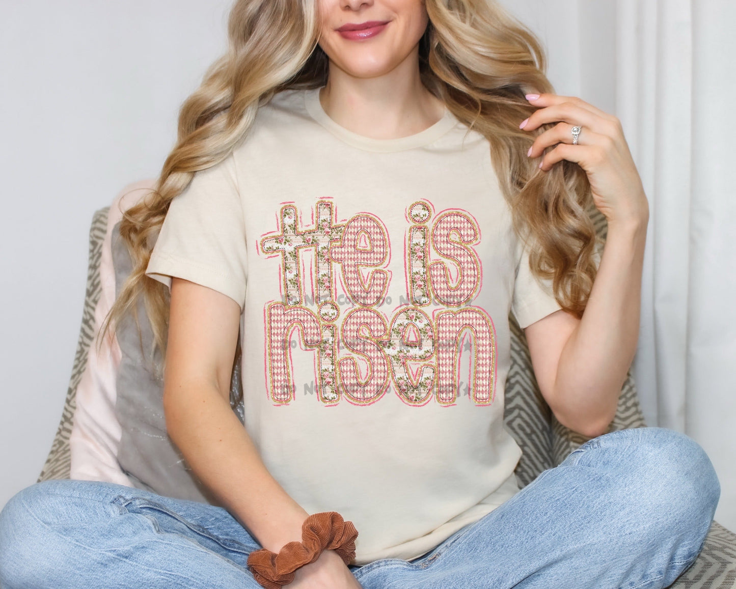 He is Risen floral and diamond pattern - DTF