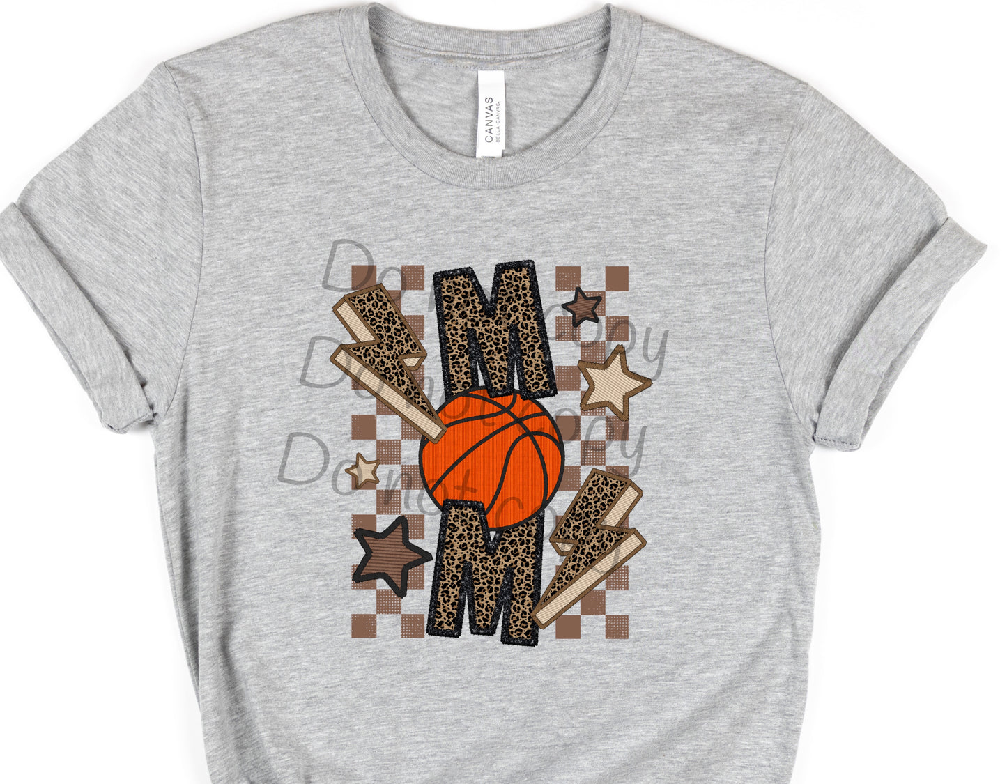 Mom basketball leopard bolts-DTF