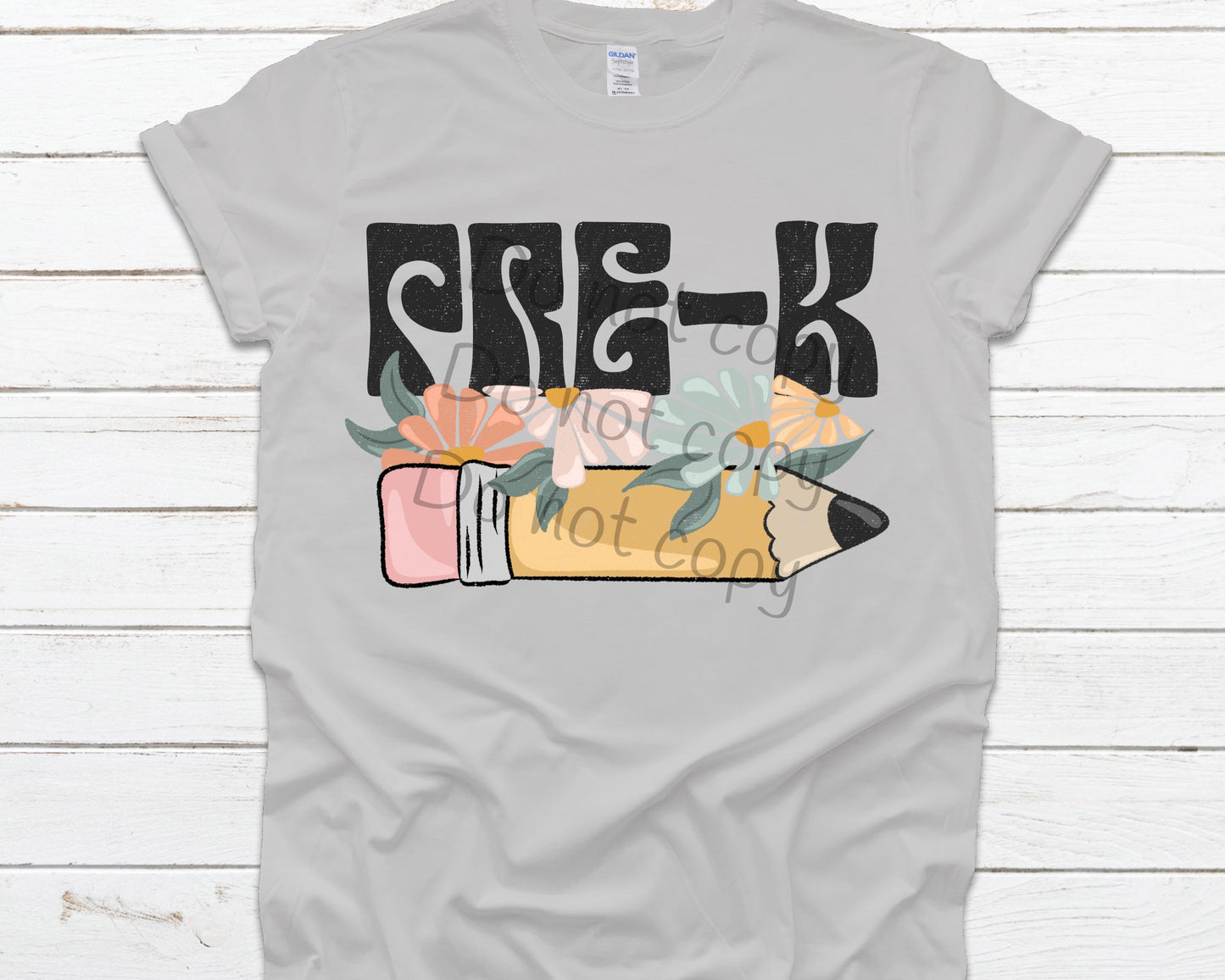 Pre-K retro flowers pencil -DTF