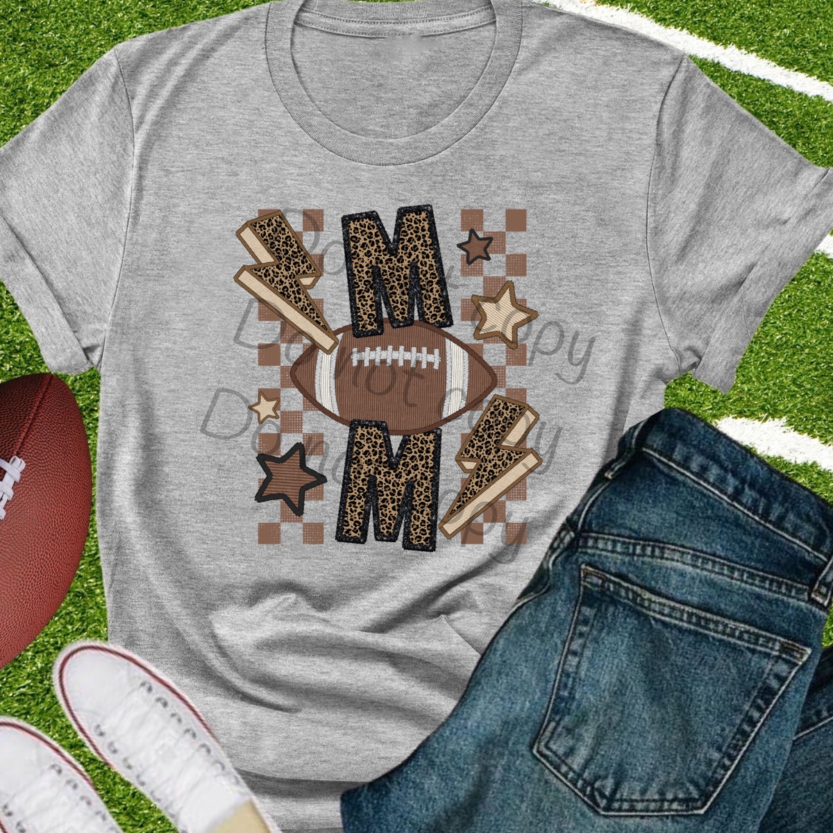 Football mom leopard bolts-DTF