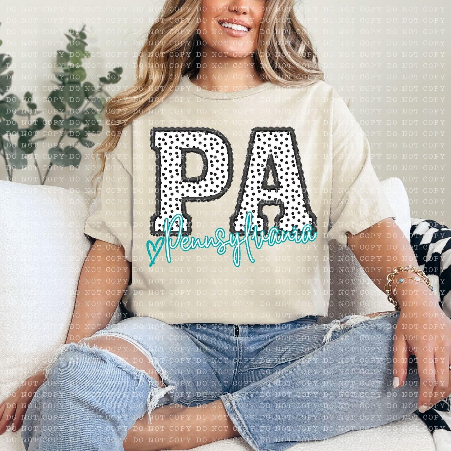Polka Dotted Faux Embroidery States (ALL STATES)-DTF