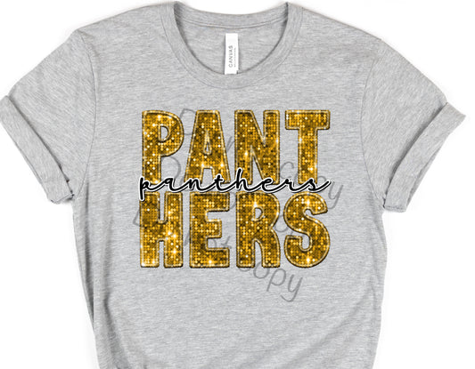 Panthers gold sequin panthers-DTF