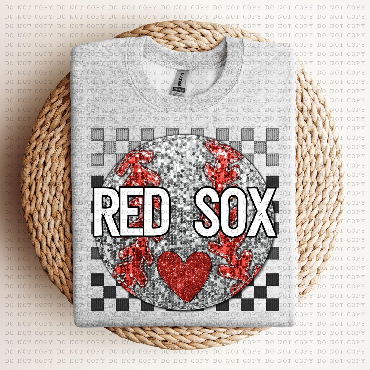 Baseball Mascots Faux Embroidery Checkered Sequins -DTF