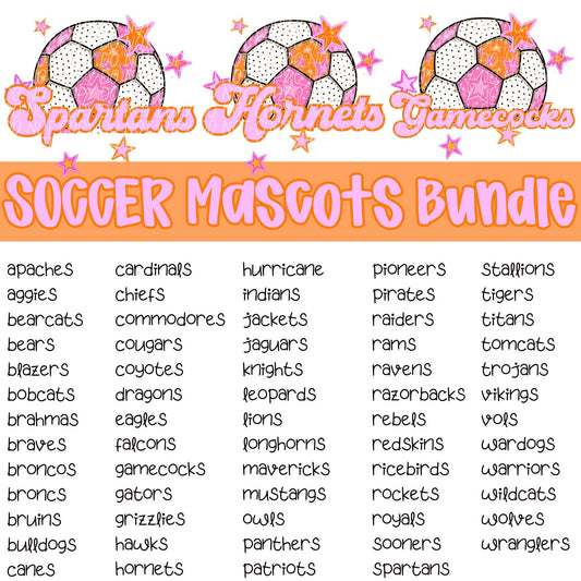 Soccer Pink Orange Stars Mascot (Dropdown)- DTF&UV