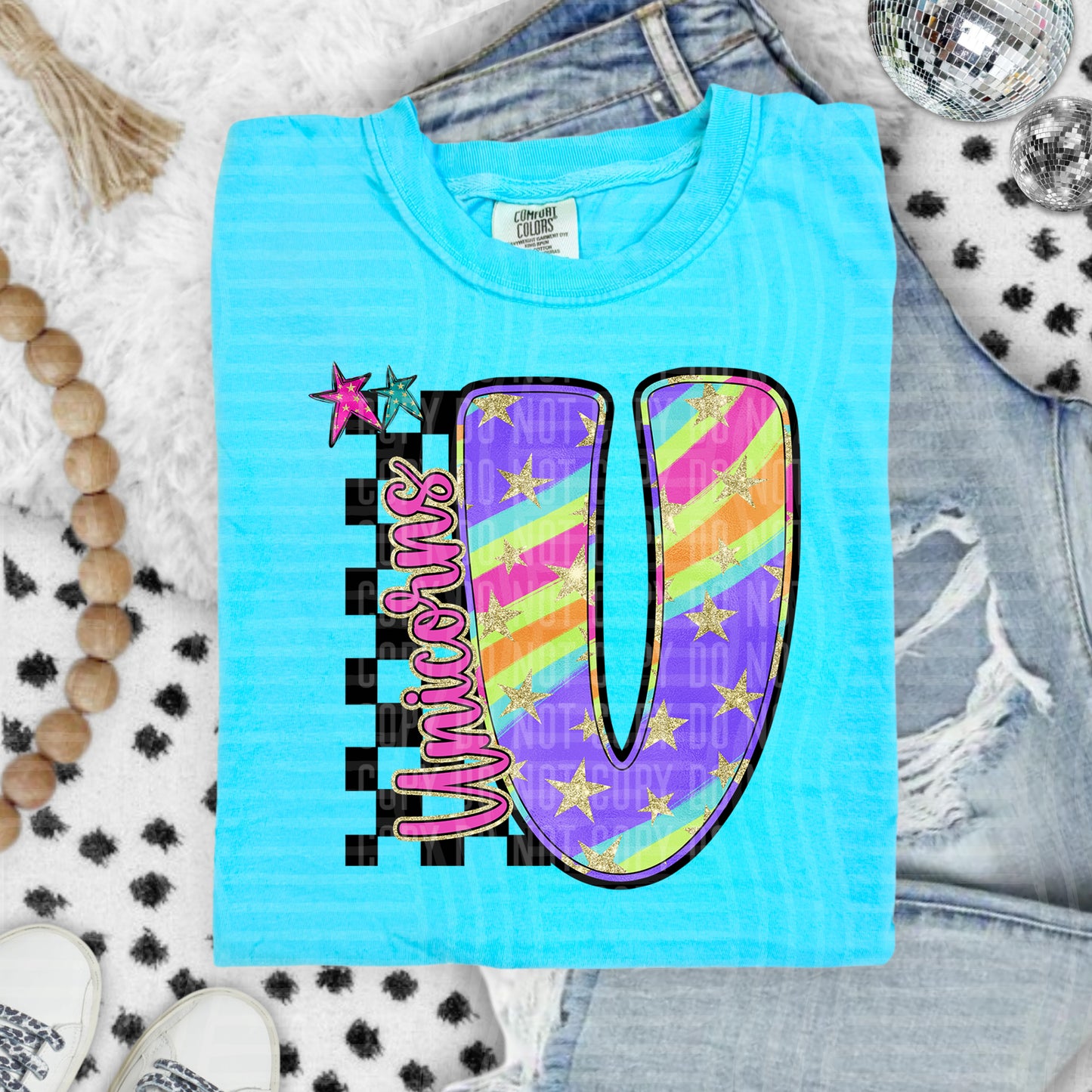 Rainbow Swirl Initials (Dropdown)- DTF&UV