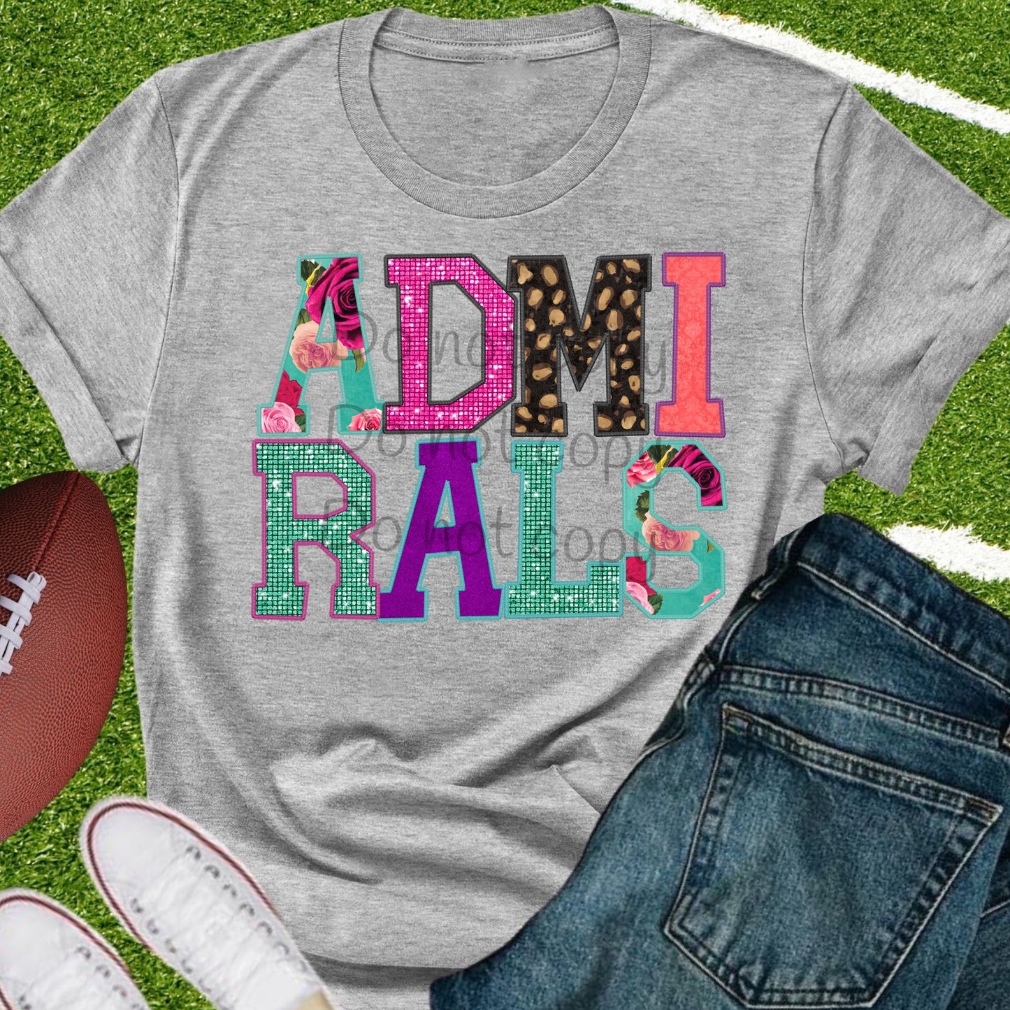Admirals faux appliqué words-DTF