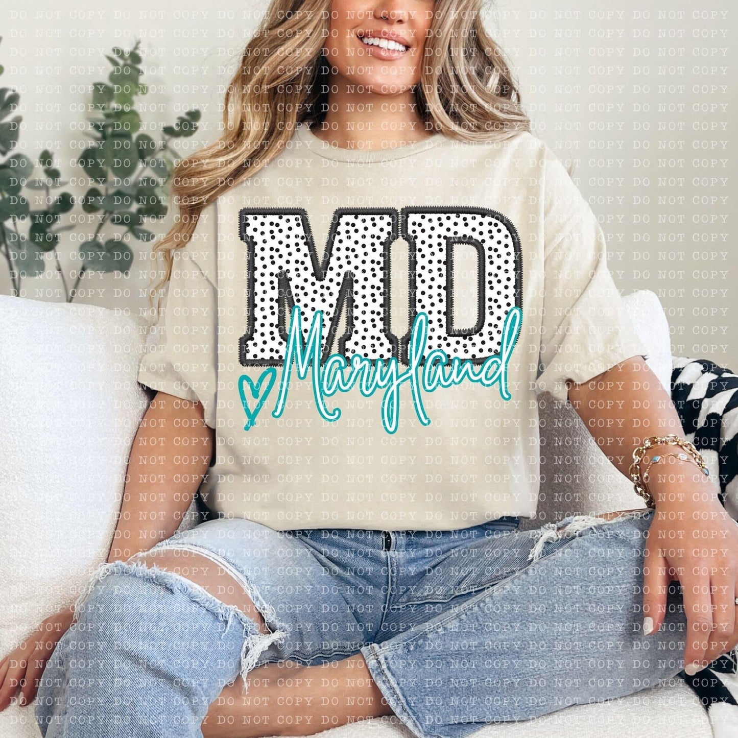 Polka Dotted Faux Embroidery States (ALL STATES)-DTF