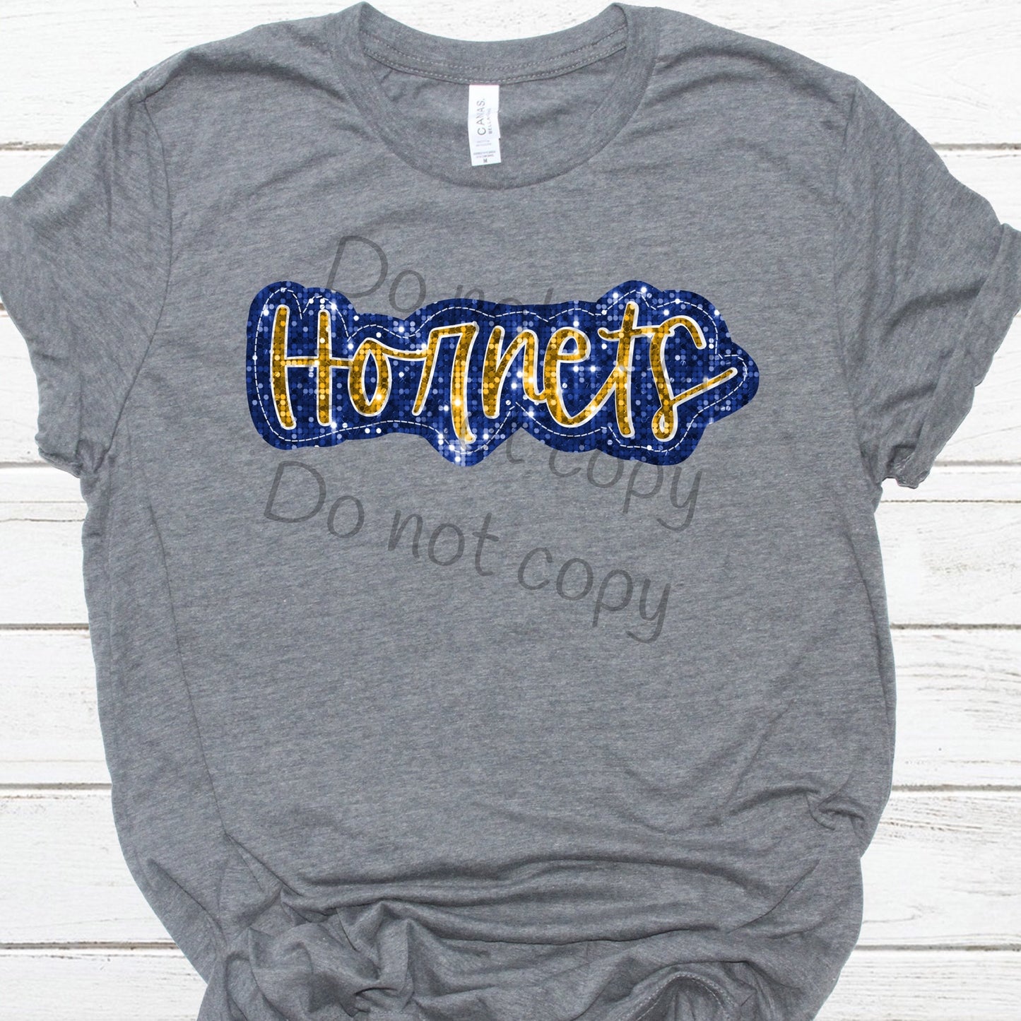 Hornets blue gold sequin -DTF