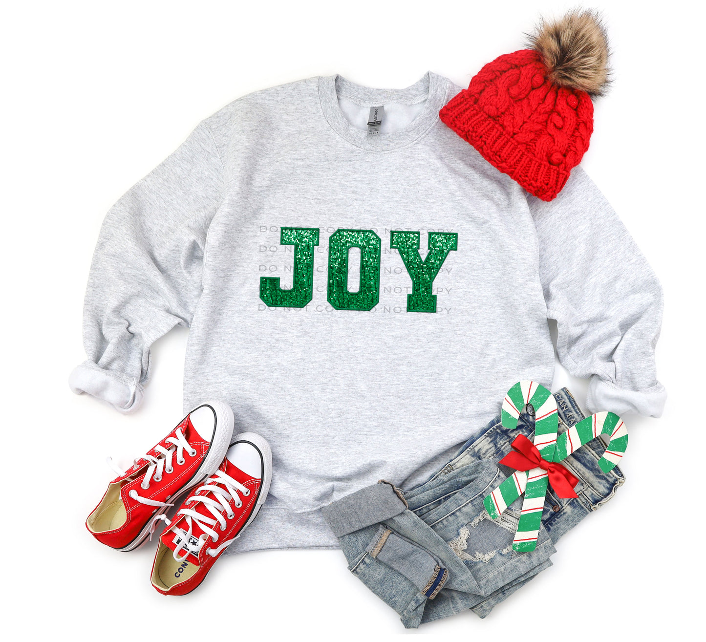 Joy Green Faux Embroidery Sequin-DTF