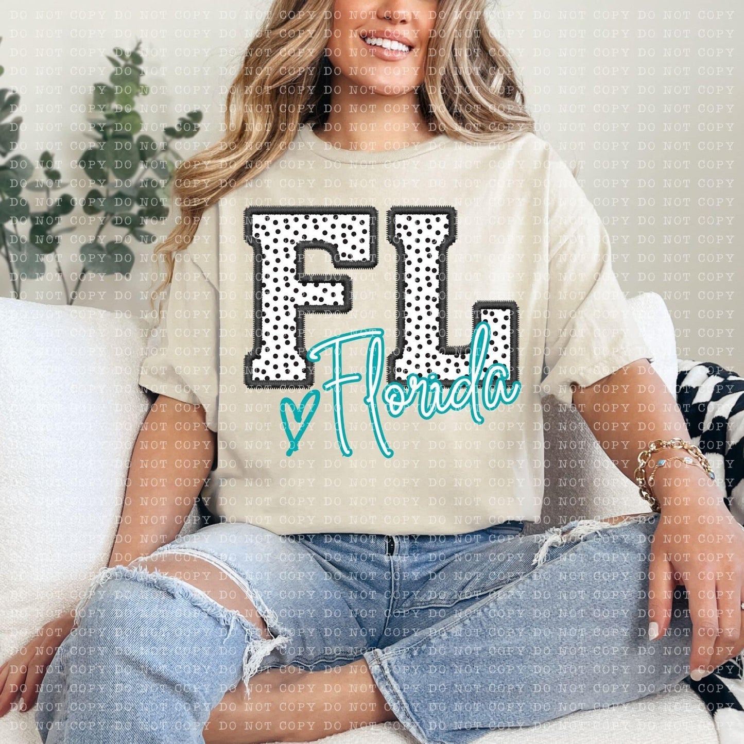 Polka Dotted Faux Embroidery States (ALL STATES)-DTF