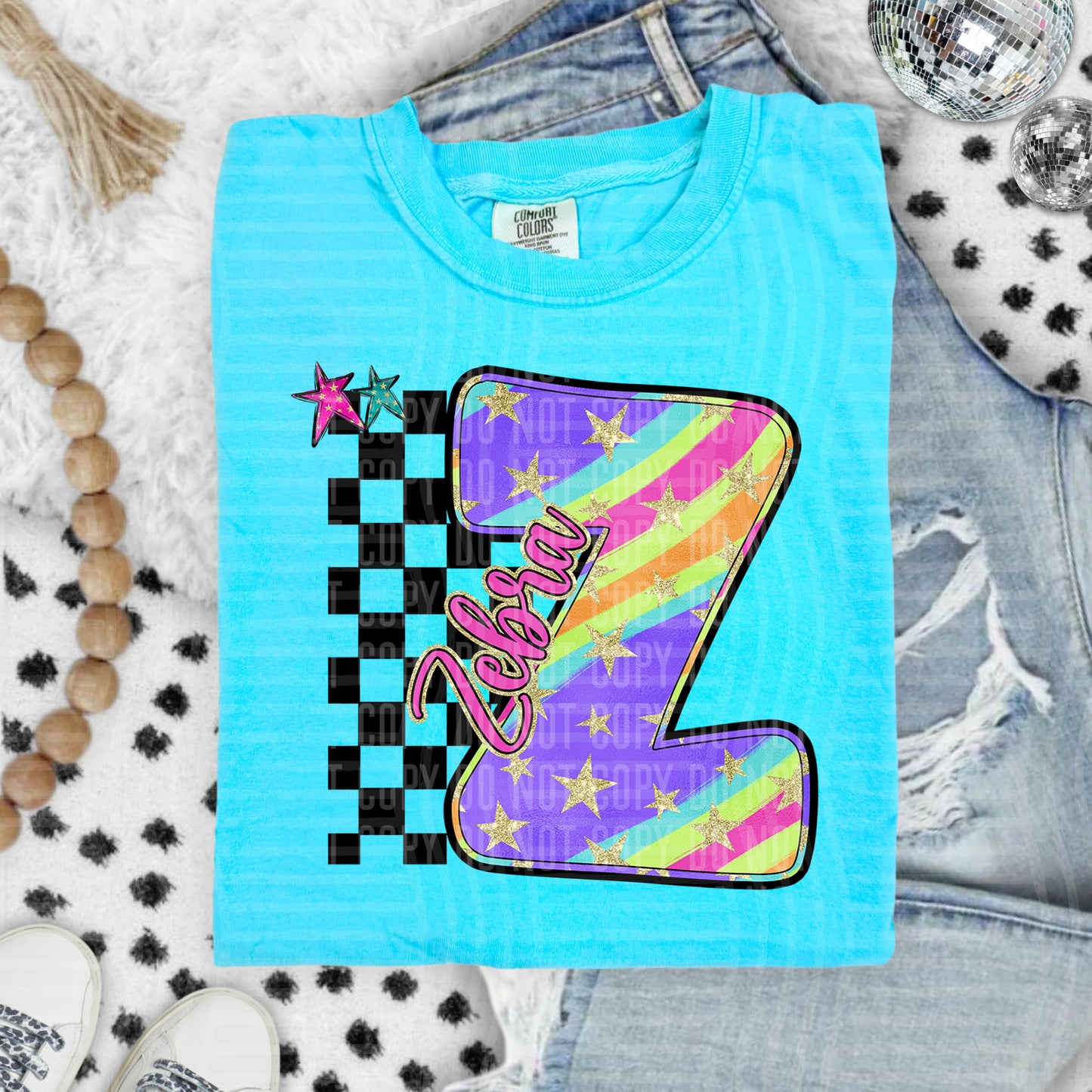 Rainbow Swirl Initials (Dropdown)- DTF&UV