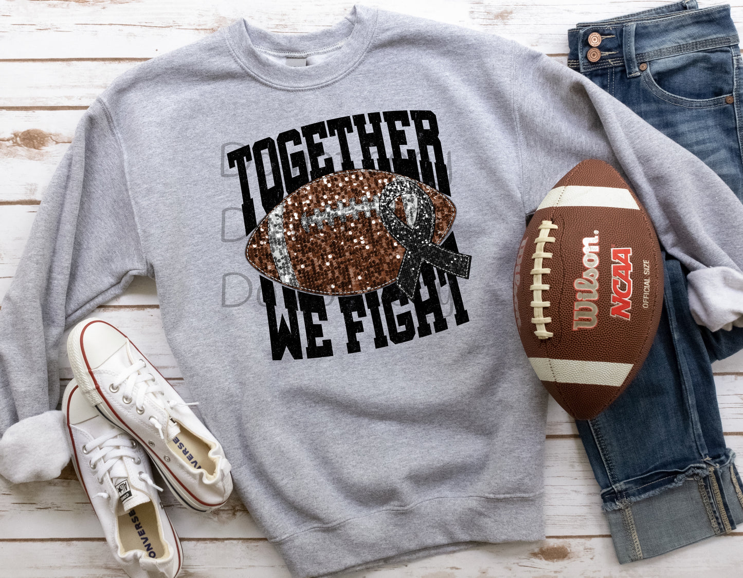 Together we fight football black ribbon-DTF