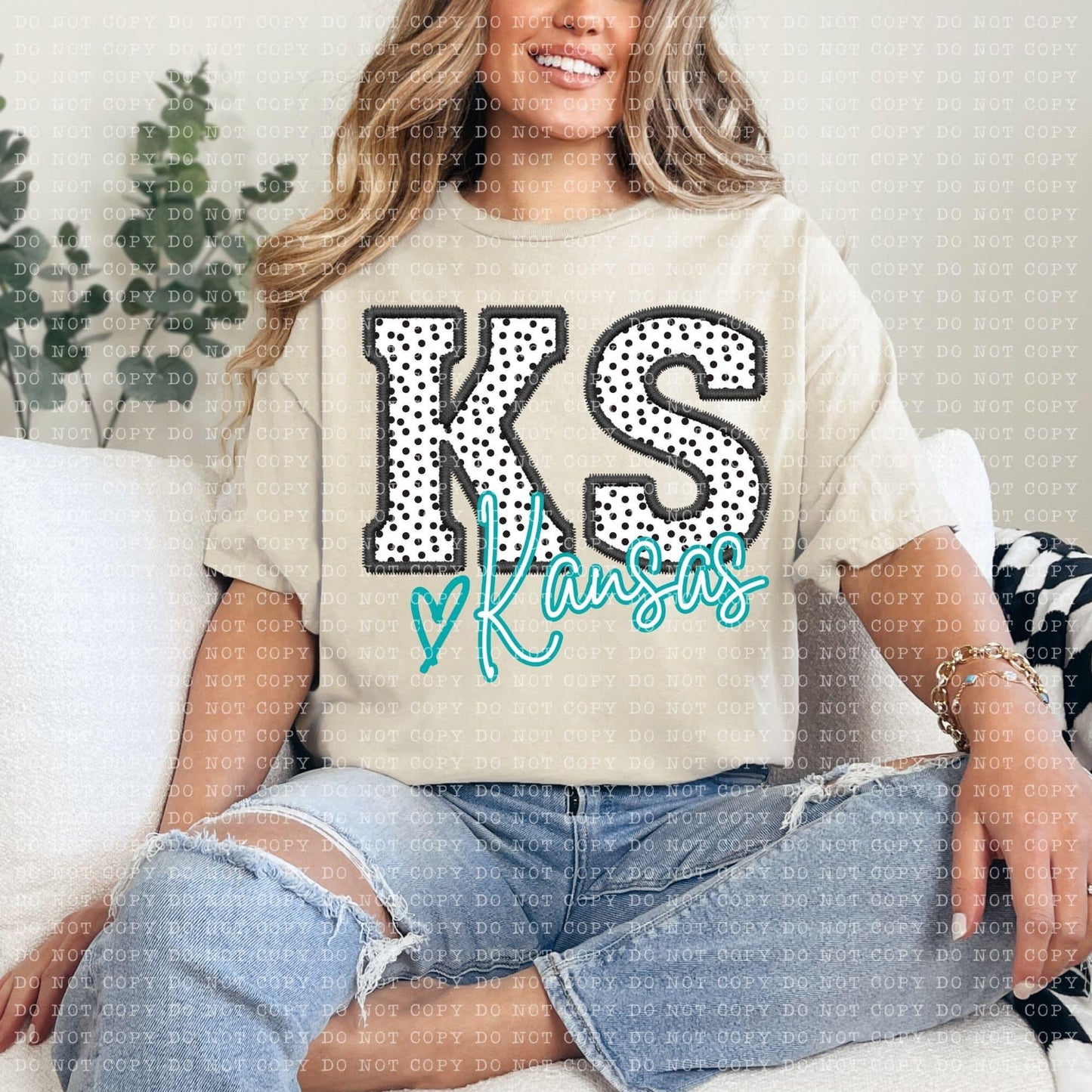 Polka Dotted Faux Embroidery States (ALL STATES)-DTF