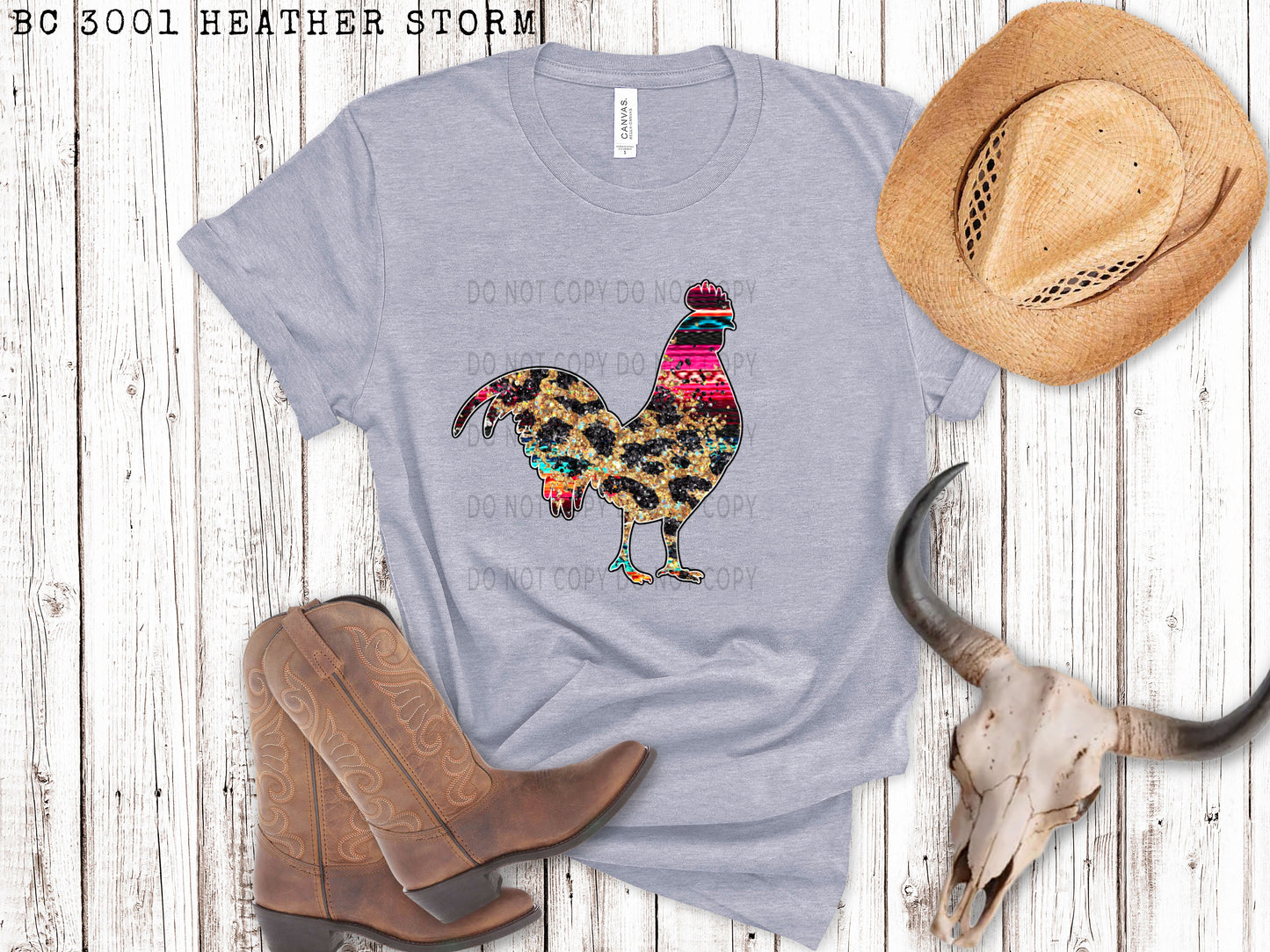 Faux Sequin Leopard And Serape Chicken - DTF