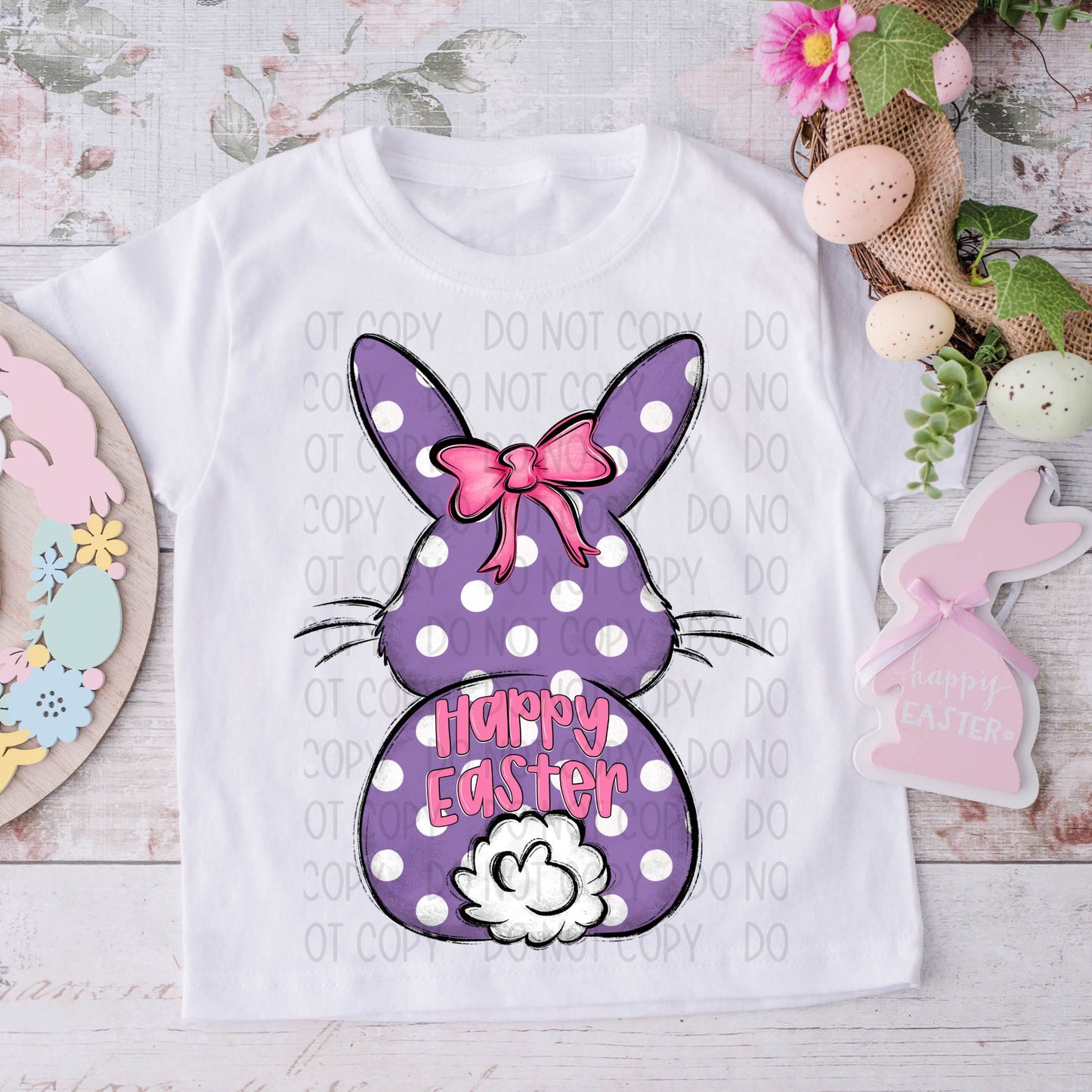 Purple Polka Dot Bunny Back-DTF