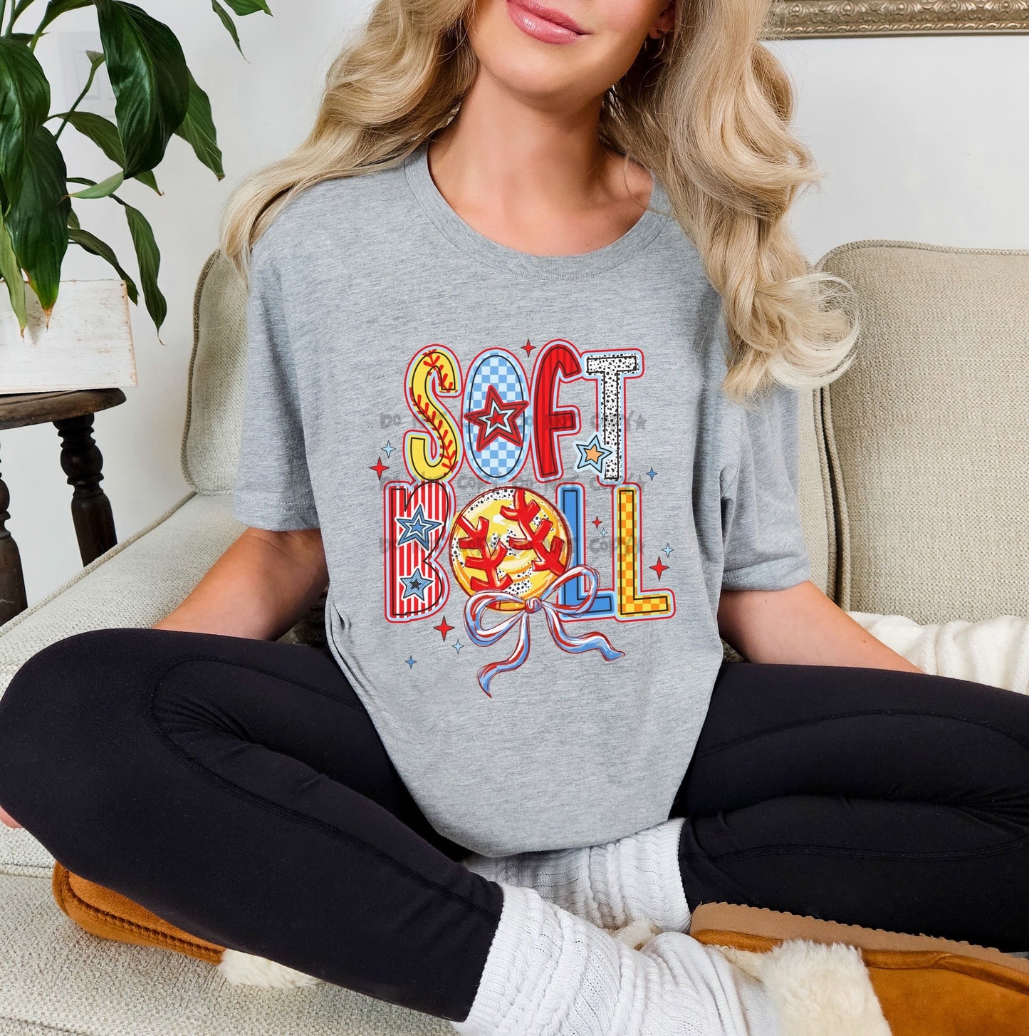Softball Pattern letters-DTF
