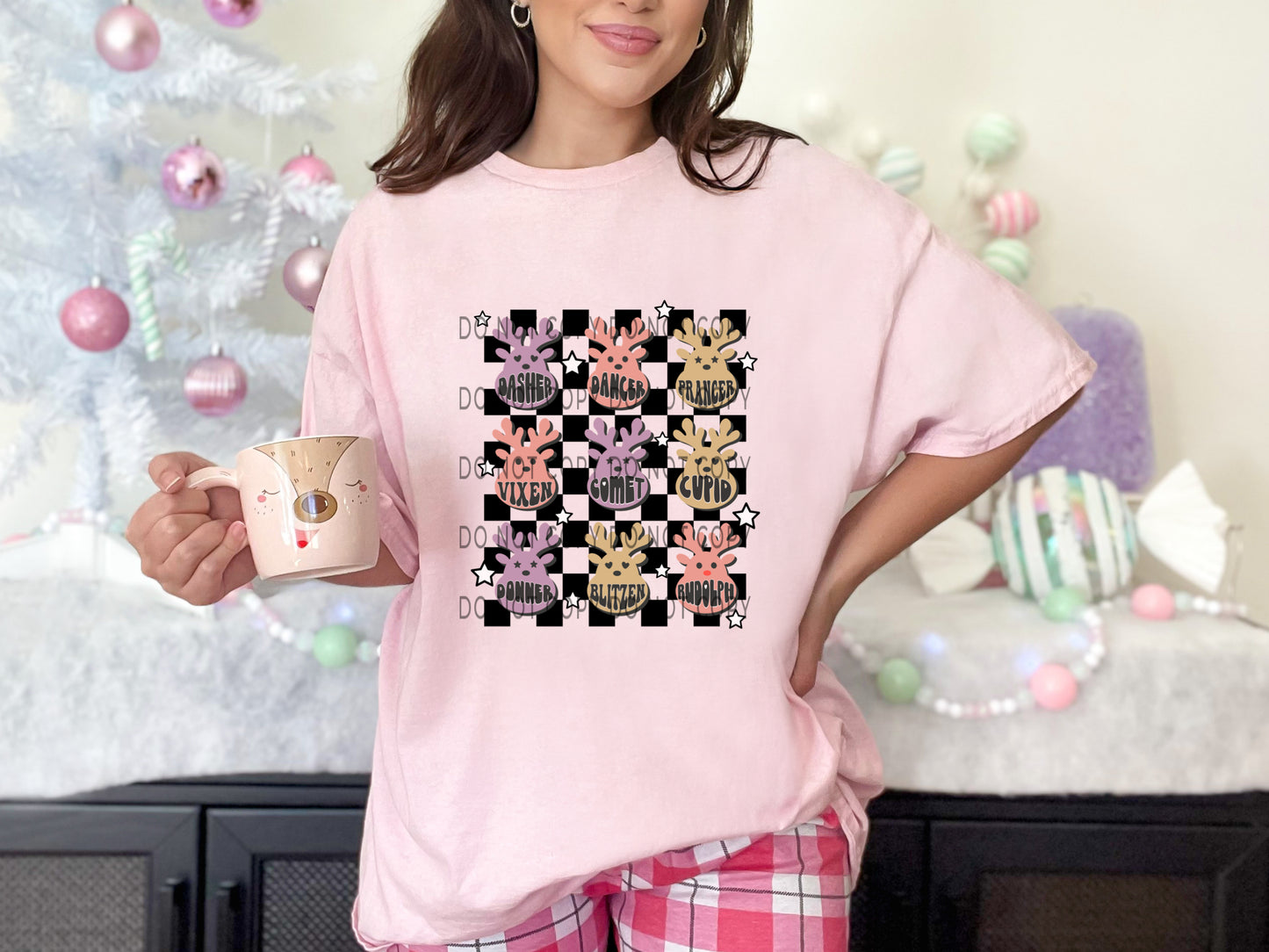 Reindeers Checkered Purple - DTF