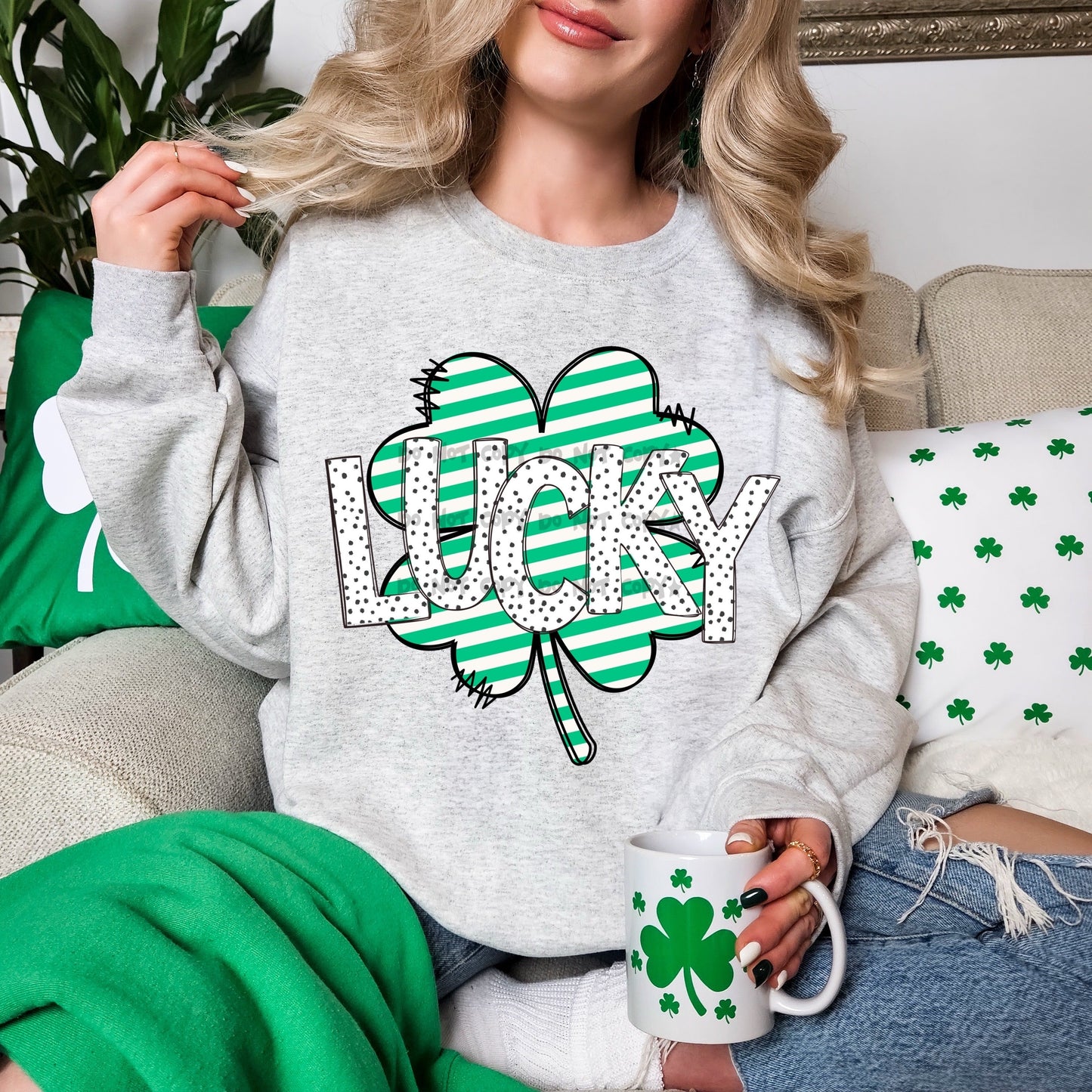 Lucky dotted and stripe clover-DTF