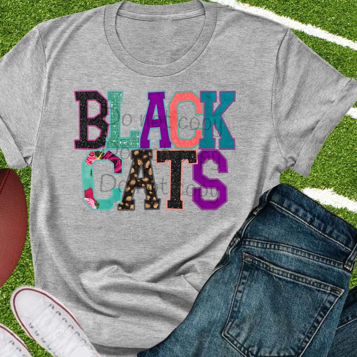Blackcats faux appliqué words-DTF