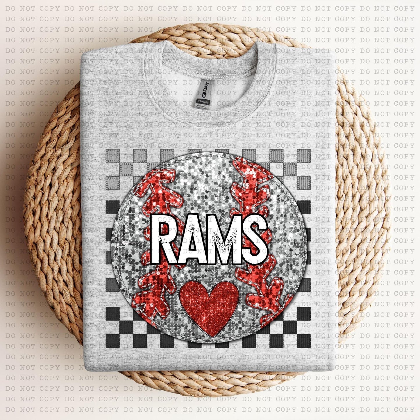 Baseball Mascots Faux Embroidery Checkered Sequins -DTF