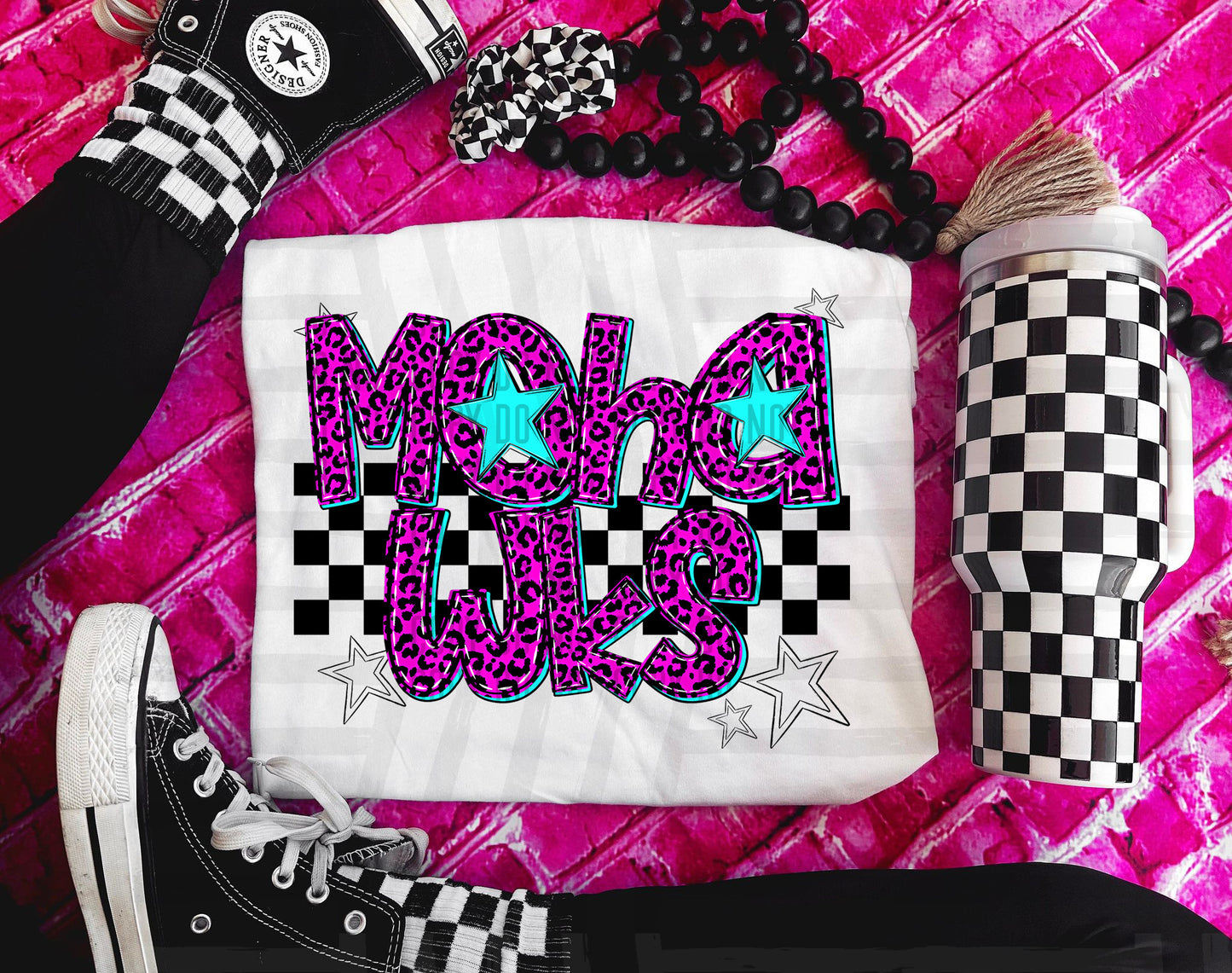 Pink Leopard Neon Mascots (dropdown)-DTF&UV